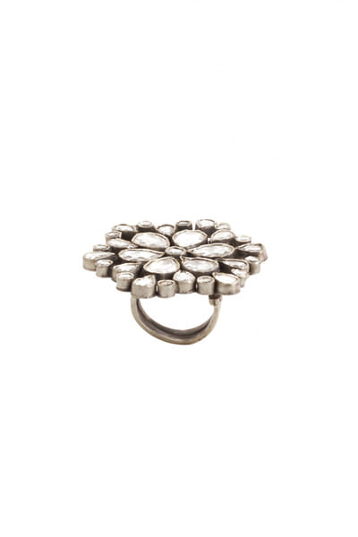 Sangeeta Boochra Silver kundan studded ring SGBSBR5027