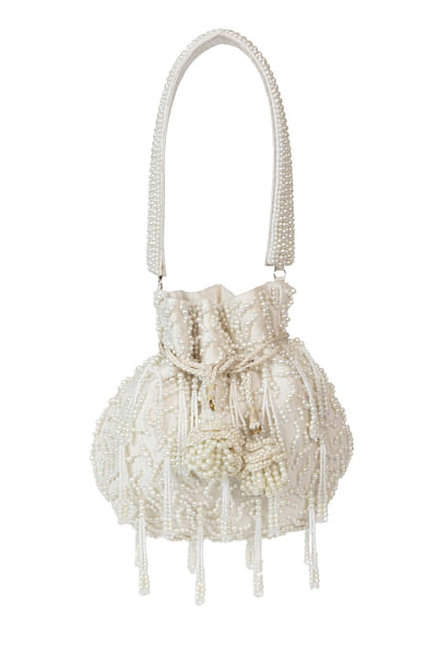 Ivory embroidered potli bag