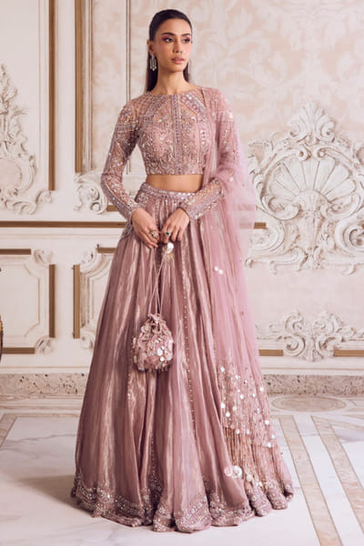 Champagne gold sequin embroidered lehenga set
