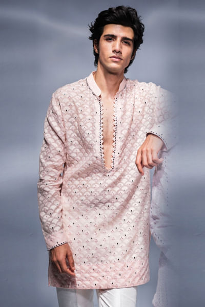 Rose pink patra work Kurta