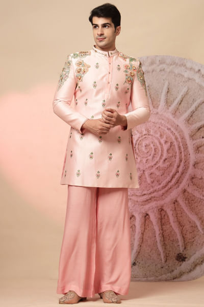 Light pink embroidered kurta set