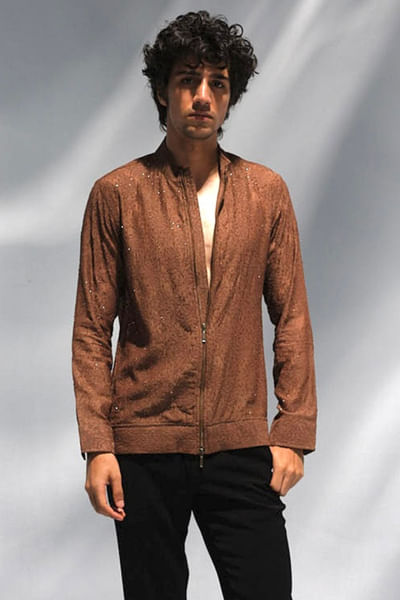 Brown bead work jacket