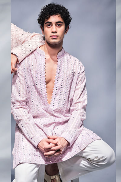 Lilac patra work Kurta