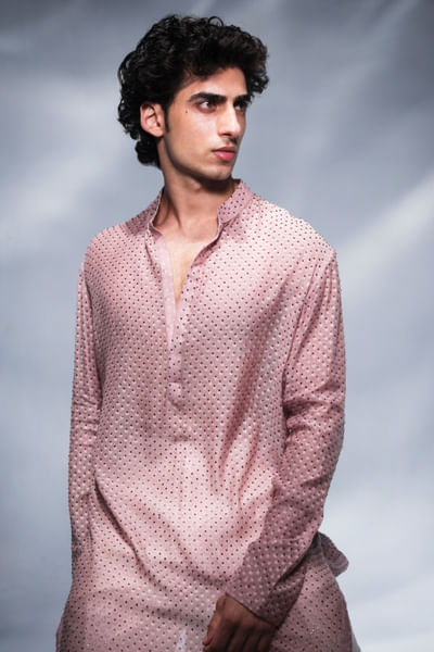 Dusky pink Swarovski embellishment kurta