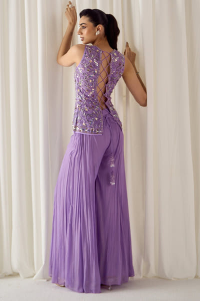 Sanya Gulati Lavender bead-sequin embellished sharara set SANYMAY26D145337