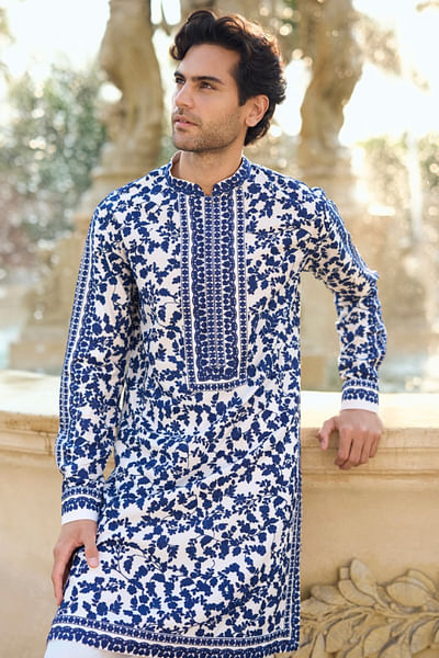 Ivory floral embroidered kurta set