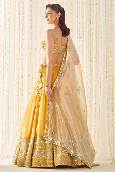 Sanya Gulati Mustard-champagne embellished lehenga set SANYMAY26D145325