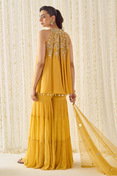 Sanya Gulati Mustard embellished tunic and sharara set SANYMAY26D145326