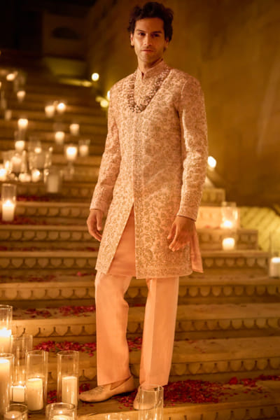 Seema Gujral Pink thread embroidered sherwani set SEEMJUL26D149117