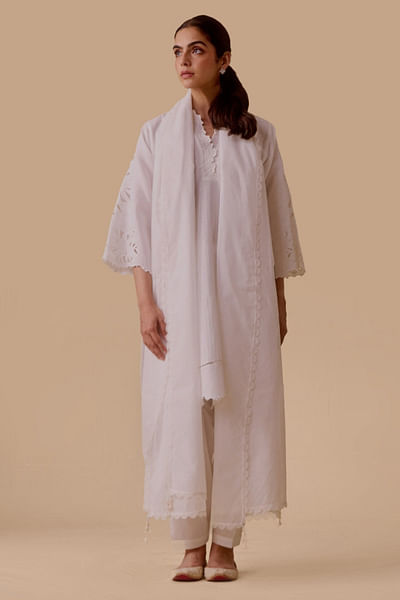 Ivory cutwork kurta set