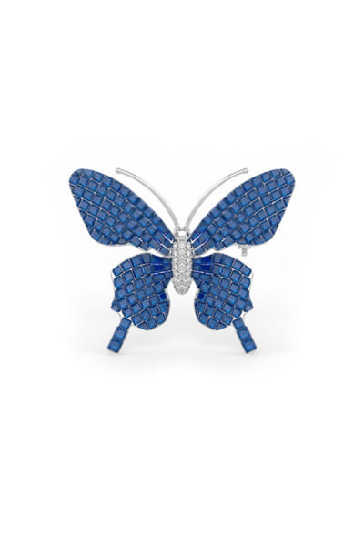 Sapphire stone embellished butterfly brooch