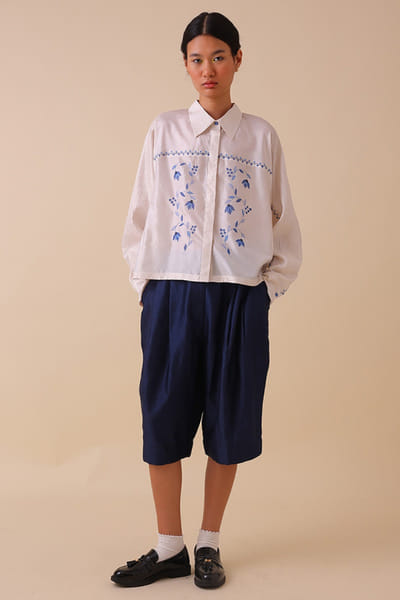 SWGT Ivory embroidered chanderi silk shirt SWGTAPR26D143265