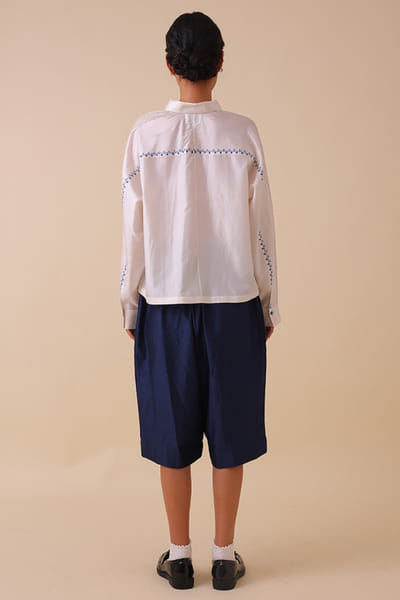 SWGT Ivory embroidered chanderi silk shirt SWGTAPR26D143265