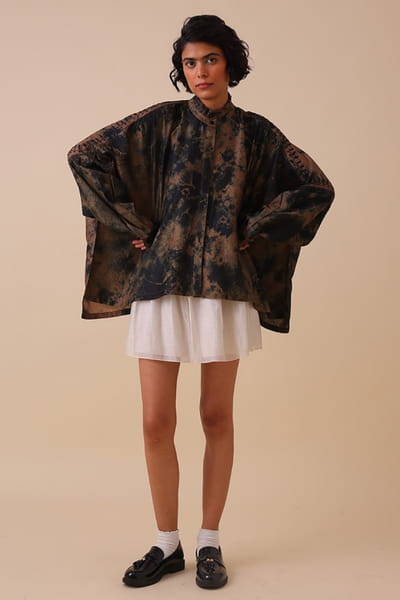 SWGT Brown chanderi silk shirt SWGTAPR26D143266