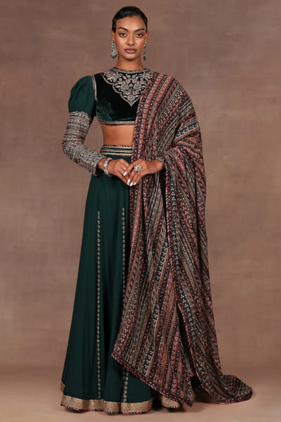 Emerald embroidered sharara set