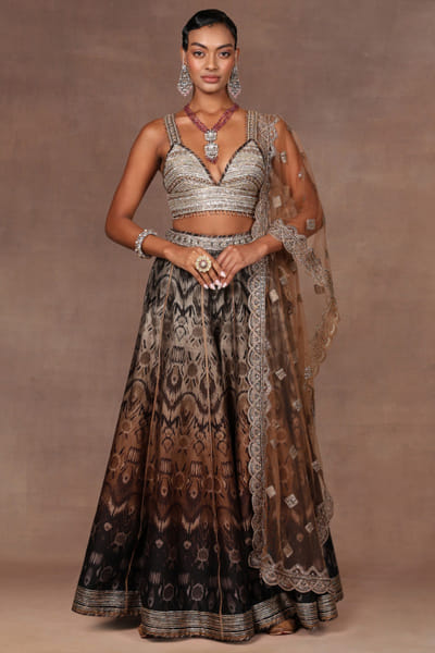 Chocolate brown ombre sharara set