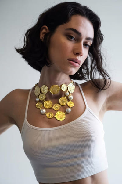 Gold plated lotus motif necklace