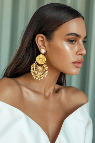 Gold plated pearl earrings
