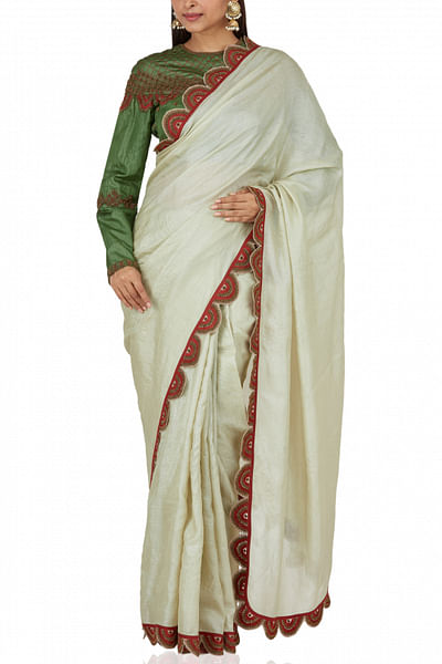 Pistachio crescent sari