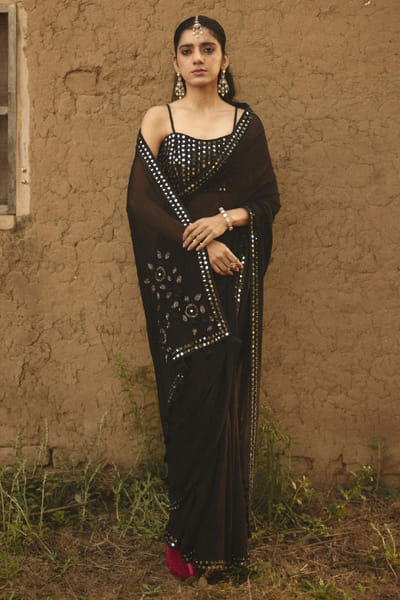 Rashika Mittal Black geometric embellished blouse RASHJUN26D146567
