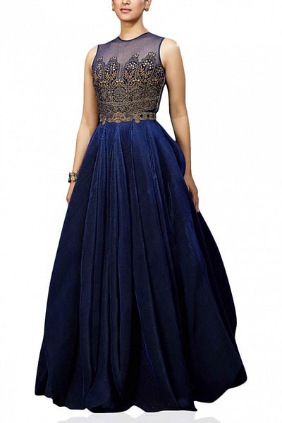 Prussian blue cocktail gown