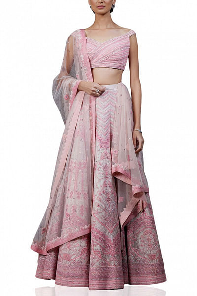 Pink embellished lehenga set