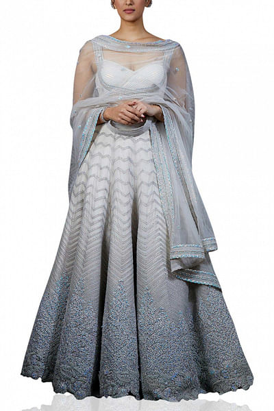 Grey embellished lehenga set