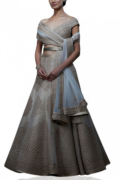 Ivory and gold lehenga set