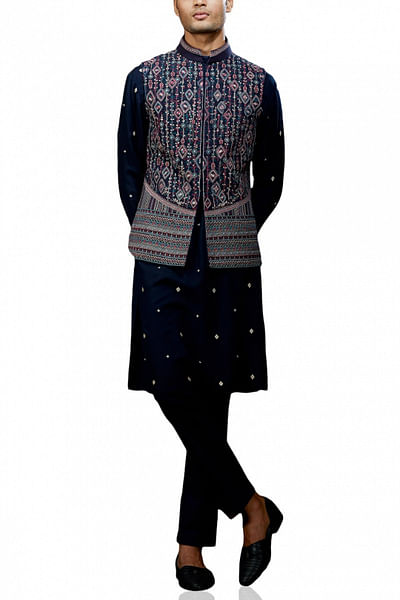 Multi-coloured Waistcoat Kurta Set