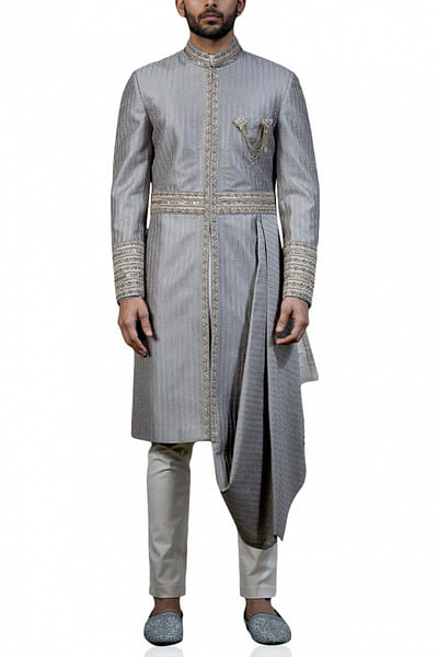 Textured Draped sherwani