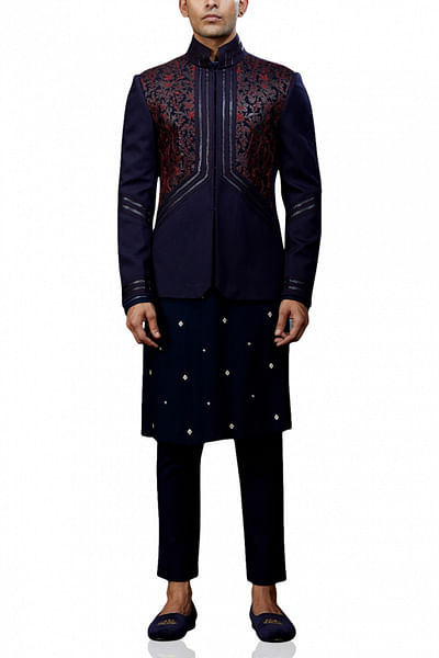 Navy embroidered bandhgala
