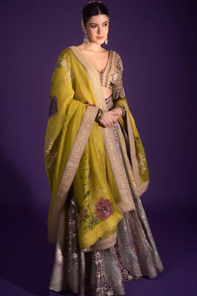 Anamika Khanna Purple gota-zardozi embroidered lehenga set ANAMJUL26D148811