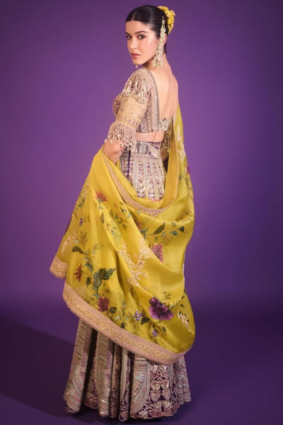 Anamika Khanna Purple gota-zardozi embroidered lehenga set ANAMJUL26D148811
