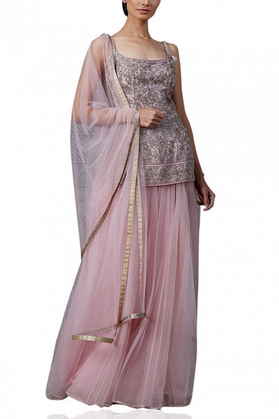Dusty pink sharara set