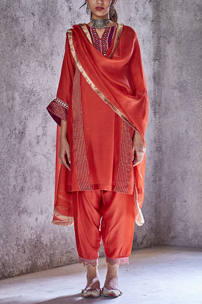 Red kurta and salwar set