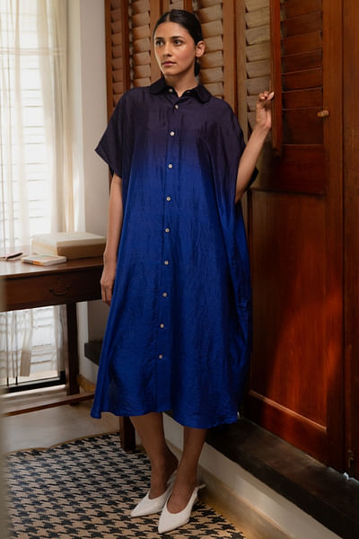 Blue ombre shirt dress