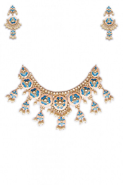 Gold plated meenakari necklace set