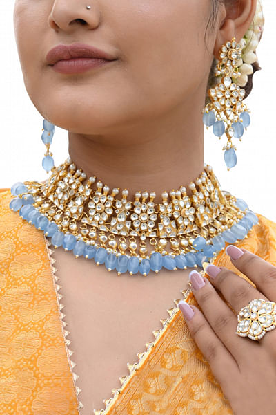 Gold plated kundan necklace set