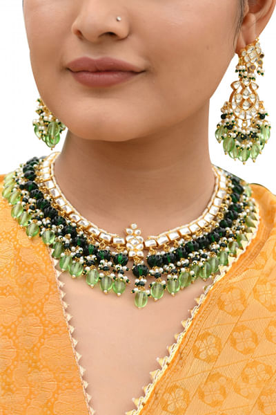 Gold plated kundan necklace set