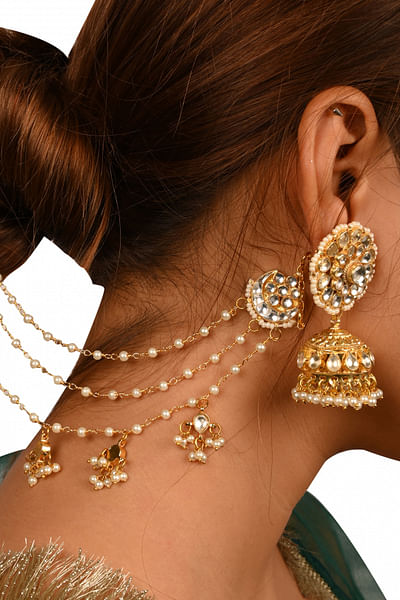 Gold plated bridal chain earrings