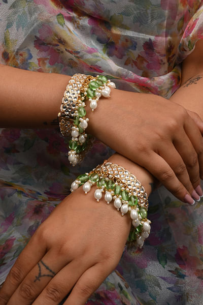 Gold plated semi-precious bangles