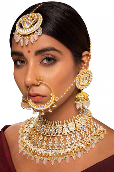 Gold plated bridal necklace set