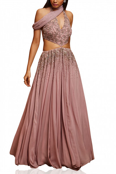 Lilac cut out anarkali gown