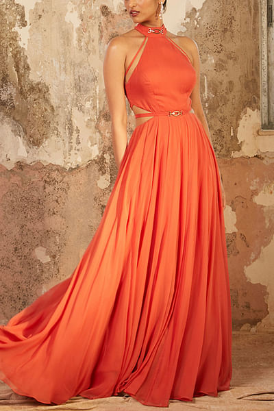 Orange georgette gown