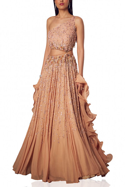 Beige embroidered gown