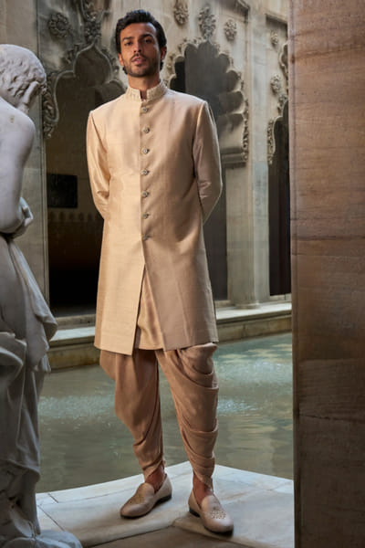 Coffee sequin embroidered sherwani set