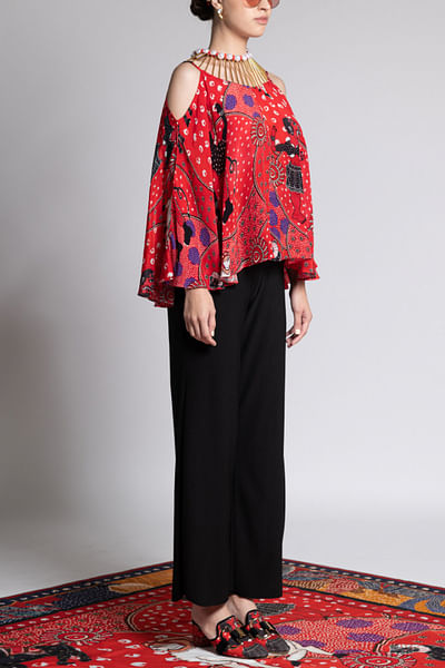 Red Iconorosh embellished top