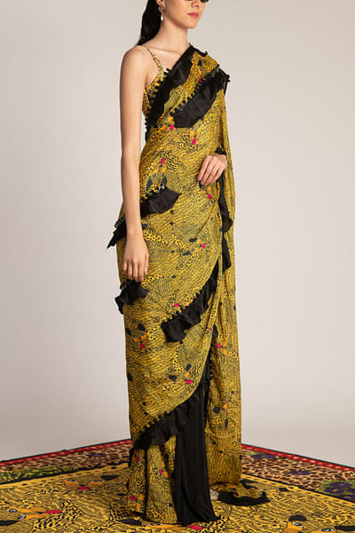 Yellow and black concept sari
