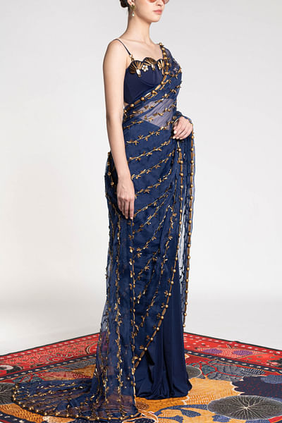 Sapphire organza embellished saree