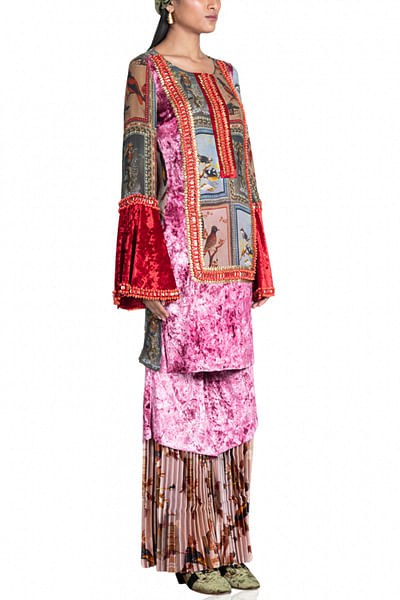 Multicoloured hututi printed kurta
